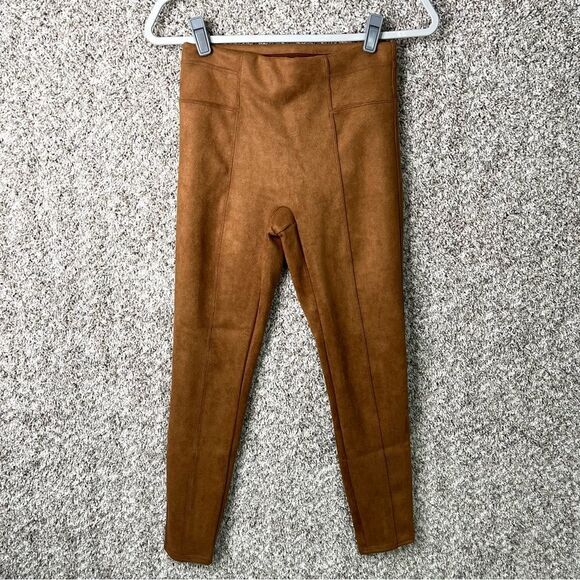 Spanx Leggings Women’s Small Brown Faux Suede High Waist Pull On - Picture 1 of 7
